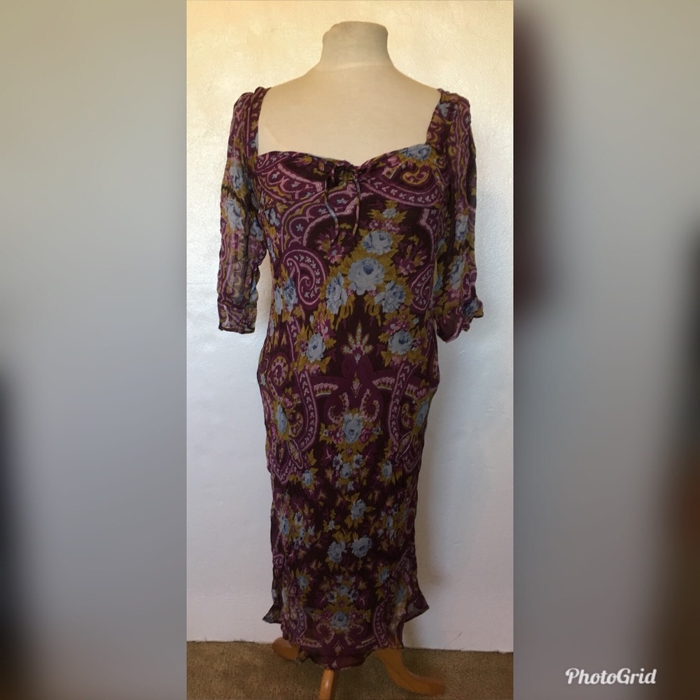 Free People Purple Blue Floral Dress Sz M Medium